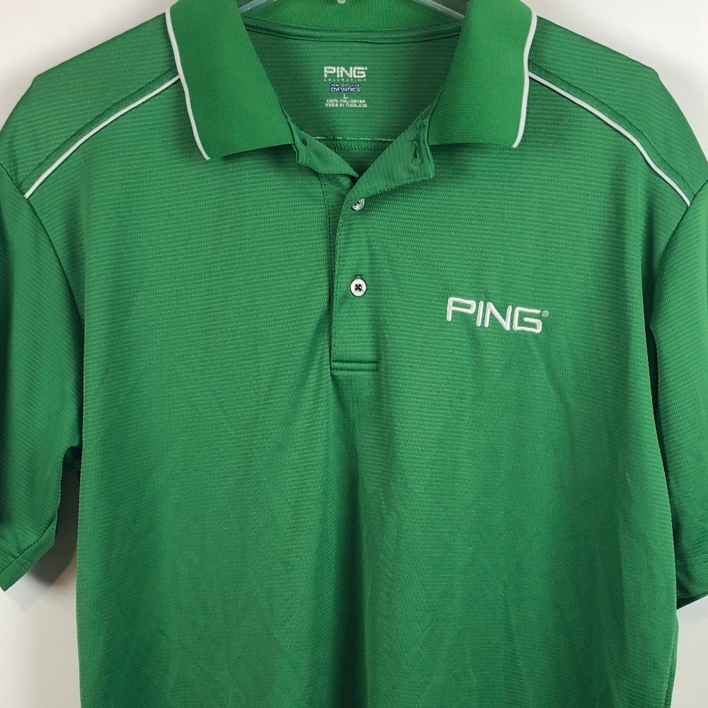 Ping Performance Large Green White Polo Golf Shirt
